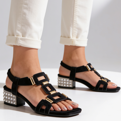 Zarelle | Elegant Crystal Heel Sandals