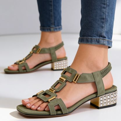 Zarelle | Elegant Crystal Heel Sandals