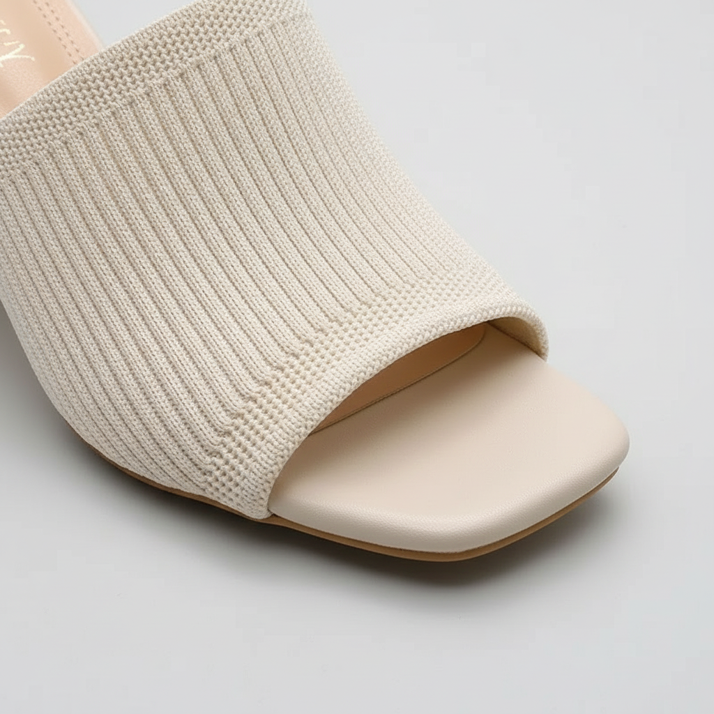 Solviera | Textured Block Heel Slide Sandals