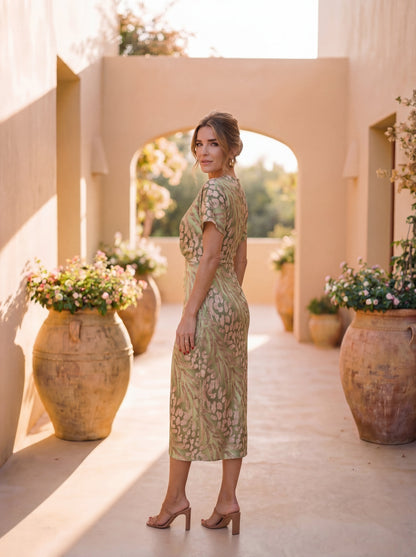 Roselynne | Elegant V Neck Occasion Dress
