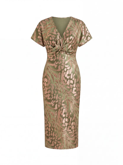 Roselynne | Elegant V Neck Occasion Dress