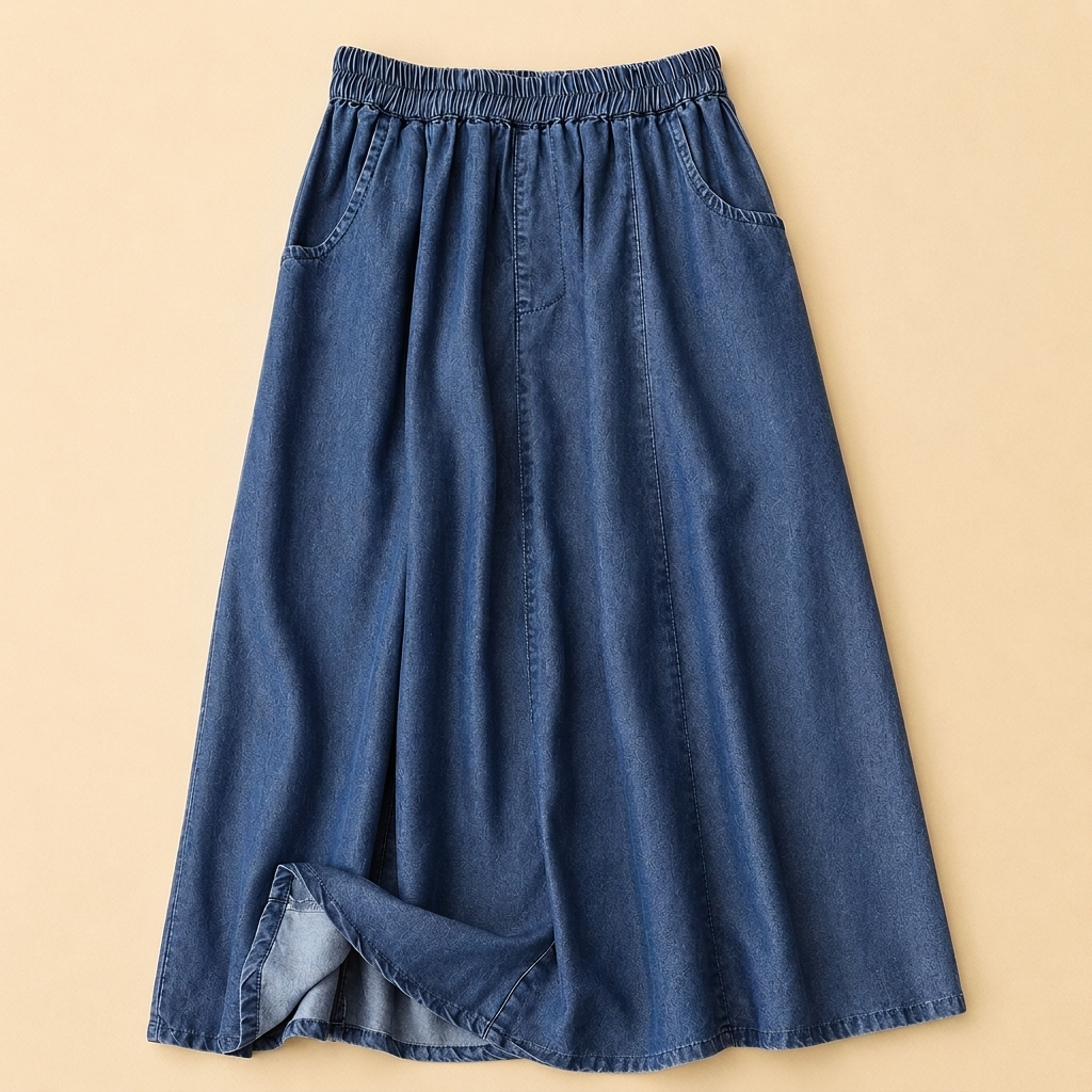 Breonna | Casual Pocket Denim Maxi Skirt