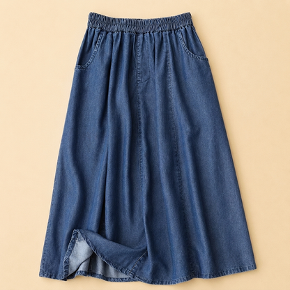 Breonna | Casual Pocket Denim Maxi Skirt