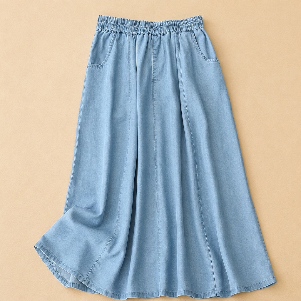 Breonna | Casual Pocket Denim Maxi Skirt