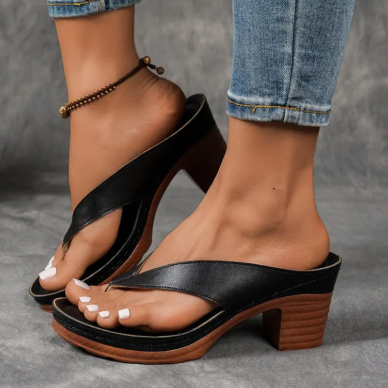 Aria | Metallic Strappy Block Heel Sandals
