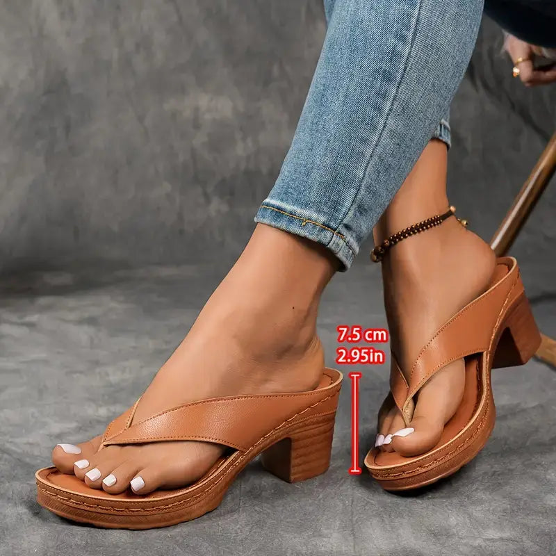 Aria | Metallic Strappy Block Heel Sandals