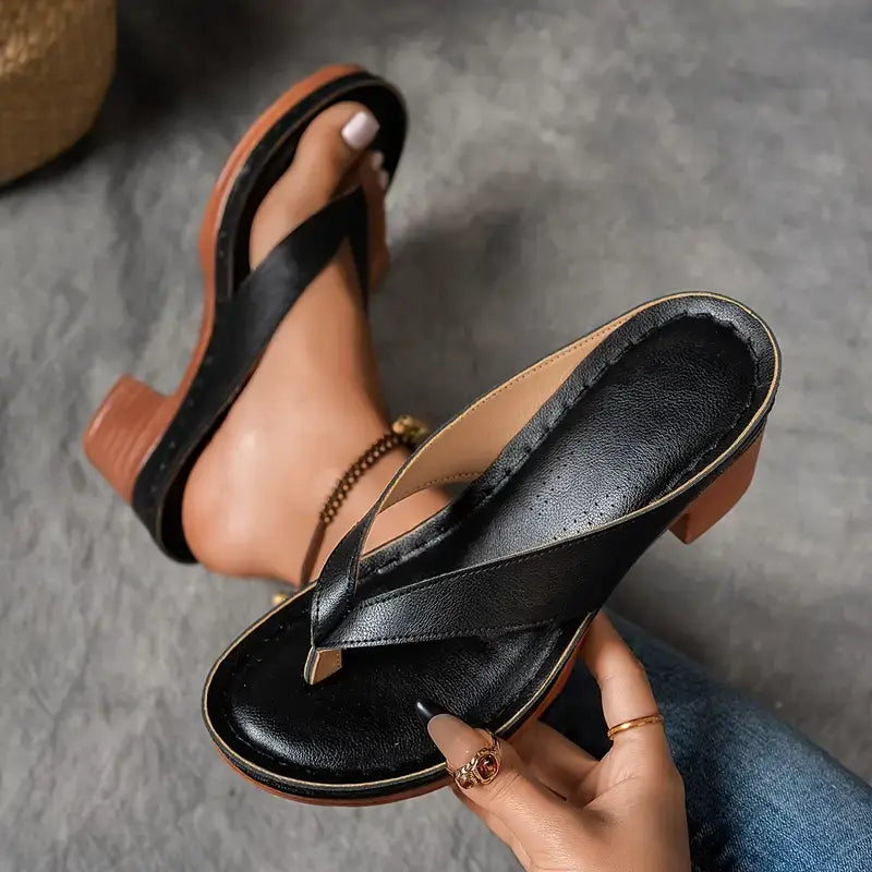 Aria | Metallic Strappy Block Heel Sandals