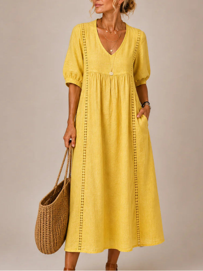 Orabella | Puff Sleeve Everyday Midi Dress