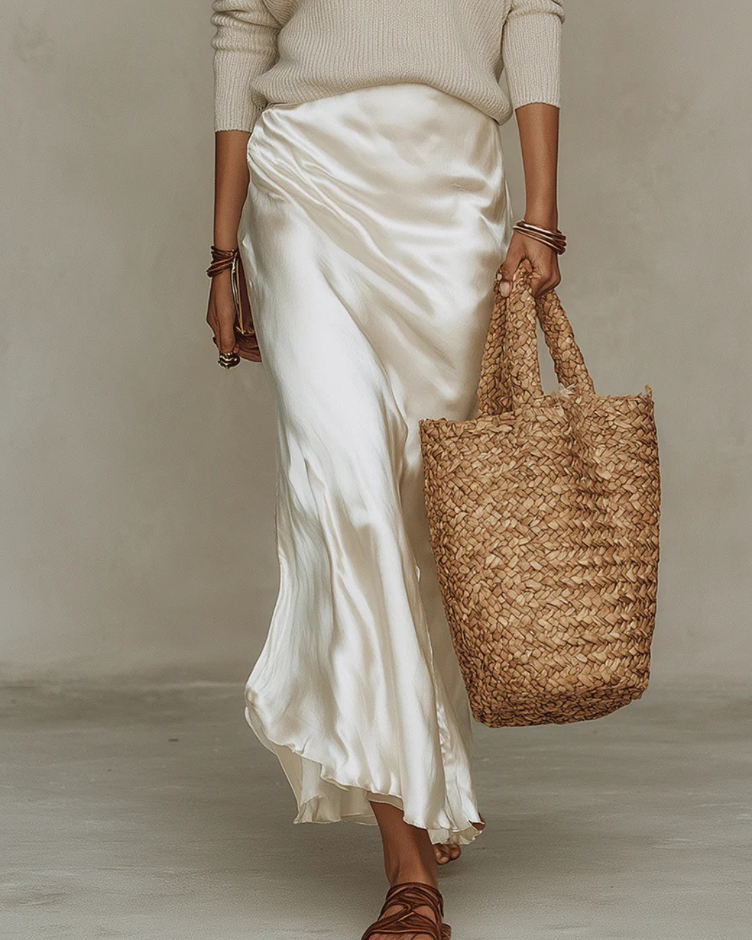 Zephyra | Luxe Knit Top And Satin Maxi Skirt Set