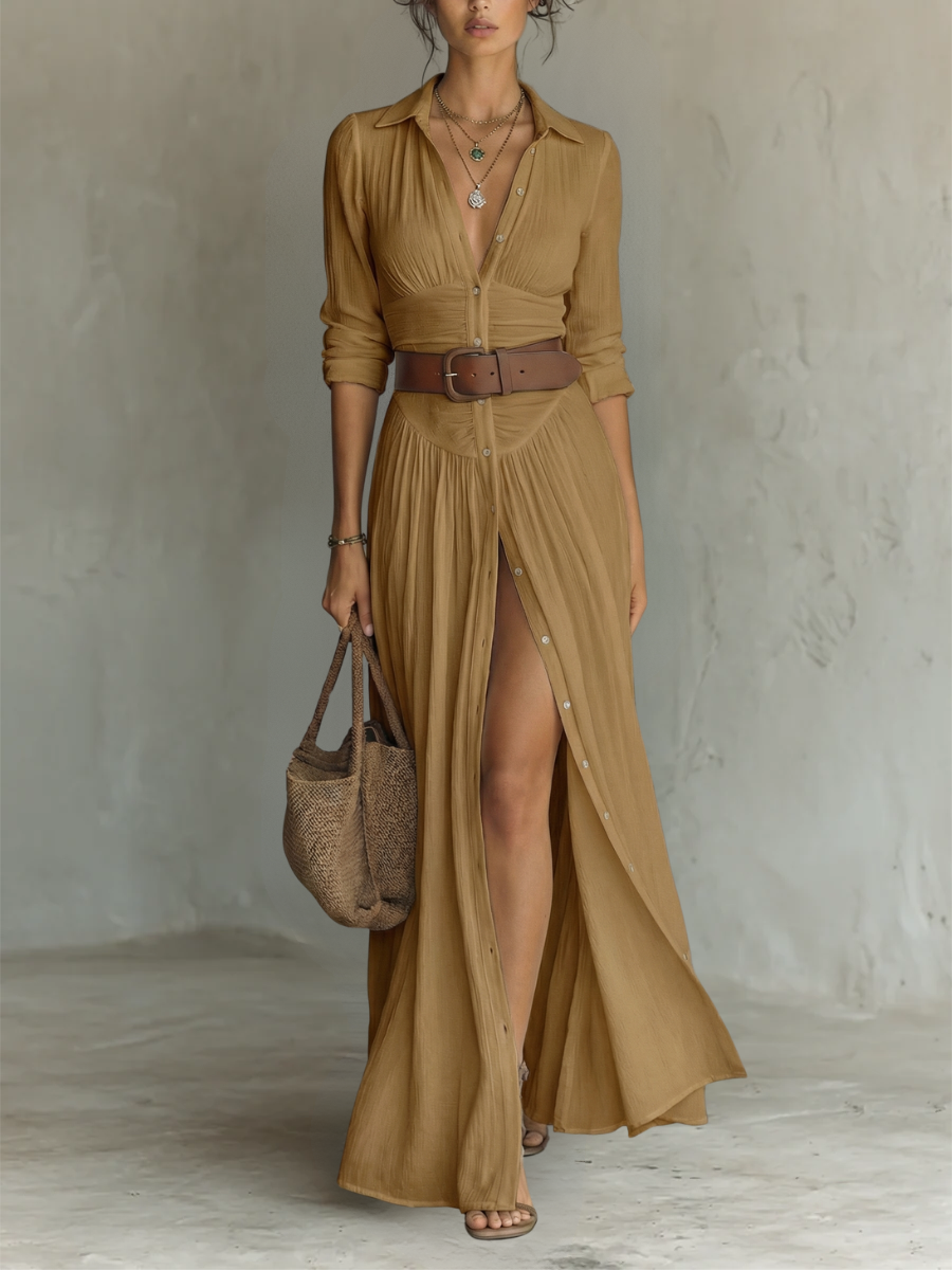 Briselle | Flowing Collared Shirt Dress