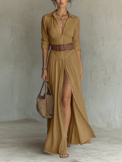 Briselle | Flowing Collared Shirt Dress