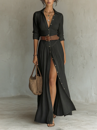 Briselle | Flowing Collared Shirt Dress