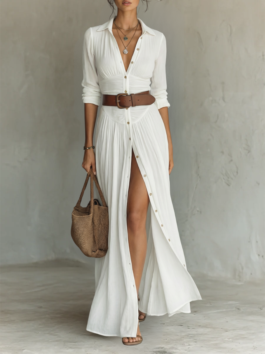 Briselle | Flowing Collared Shirt Dress