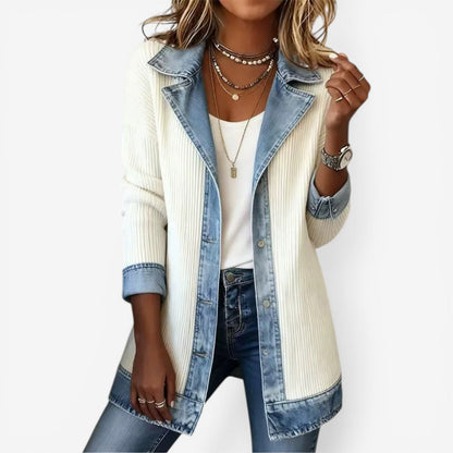Juliette | Button Front Denim Knit Cardigan