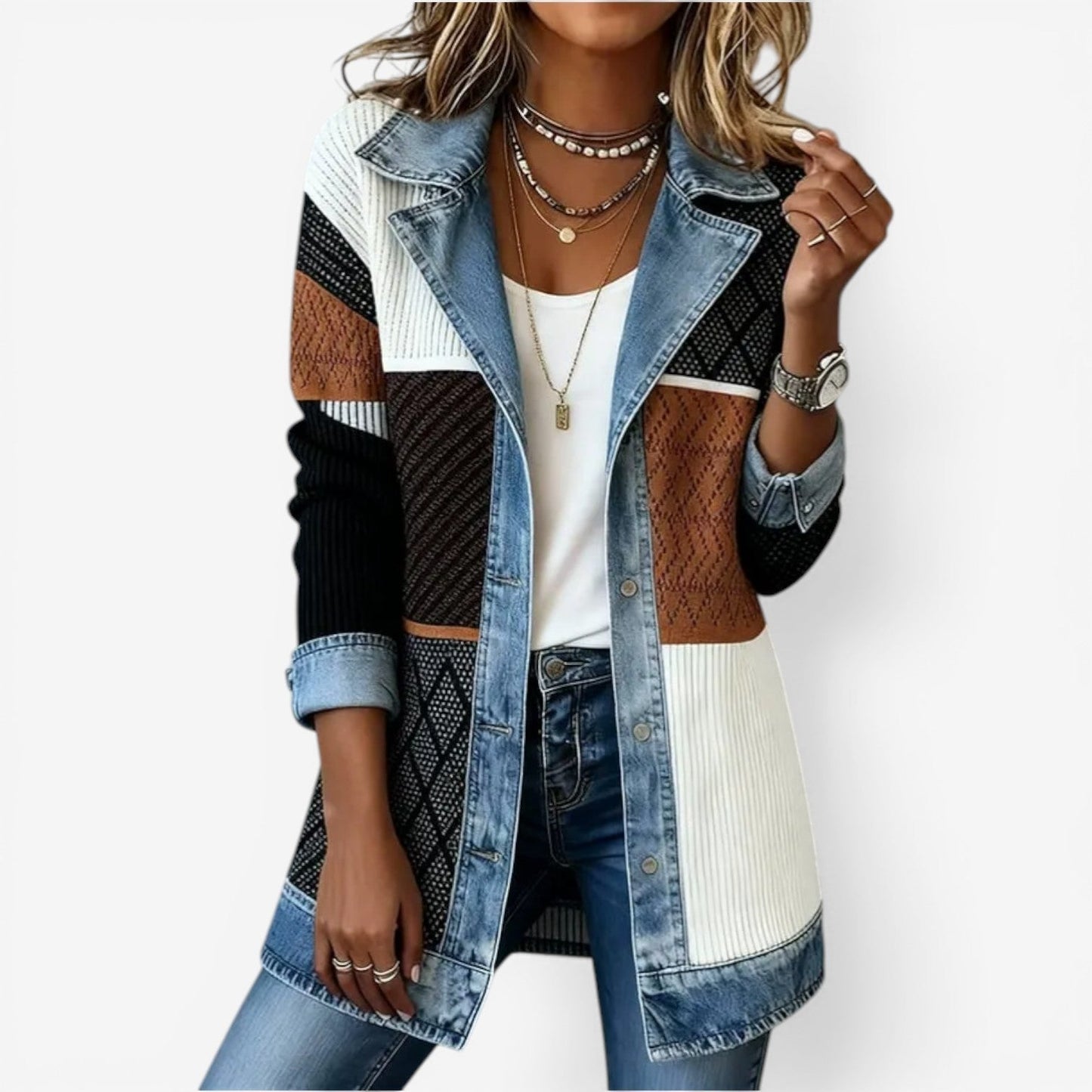 Juliette | Button Front Denim Knit Cardigan