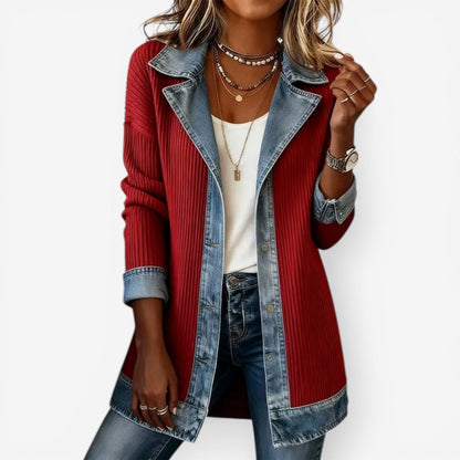Juliette | Button Front Denim Knit Cardigan