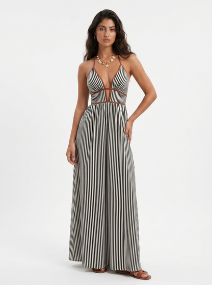 Fiorenza | Striped Halter Resort Maxi Dress