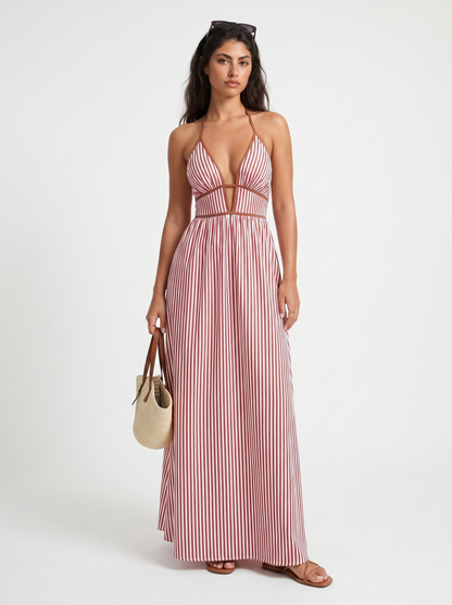 Fiorenza | Striped Halter Resort Maxi Dress
