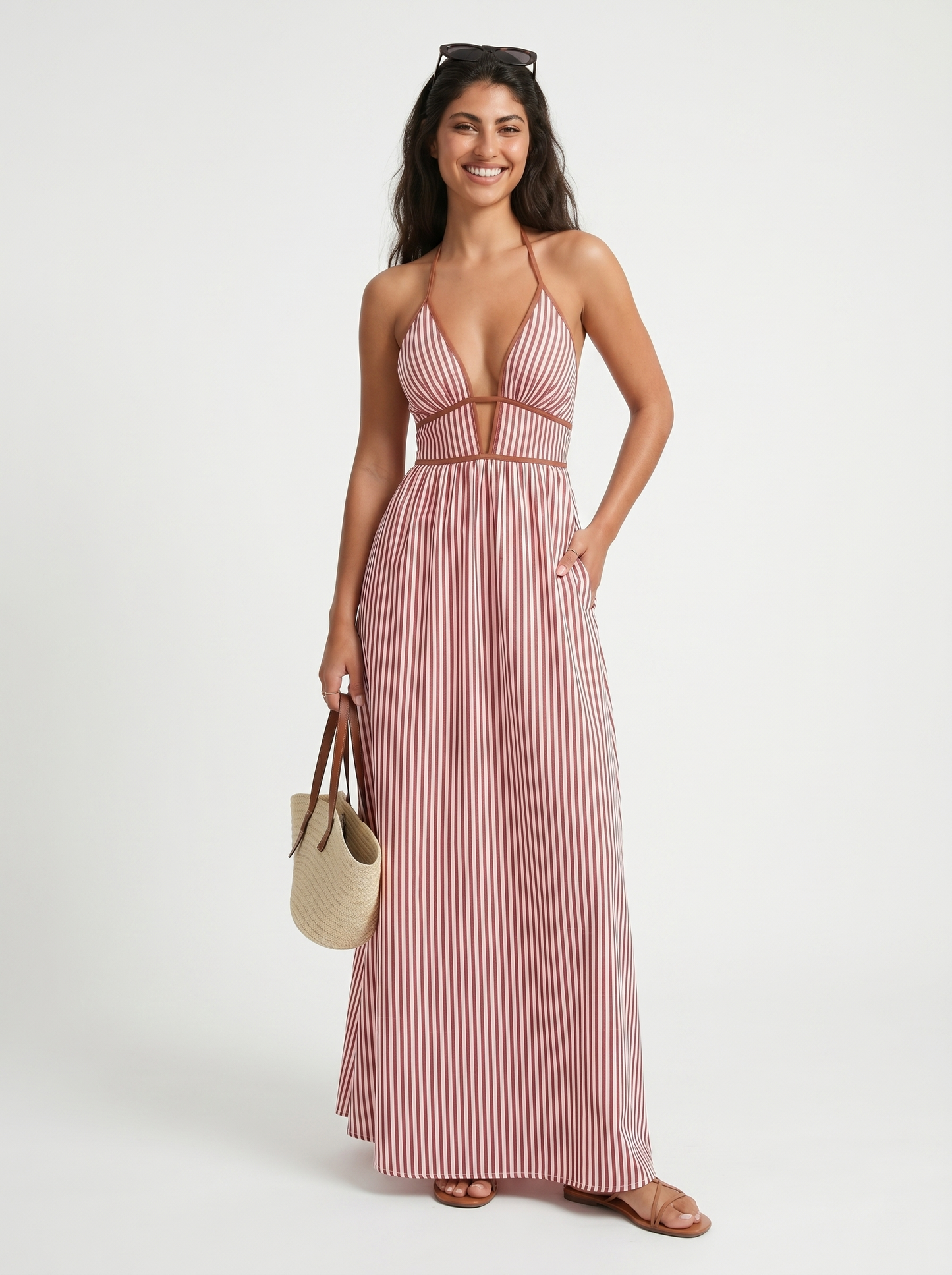 Fiorenza | Striped Halter Resort Maxi Dress