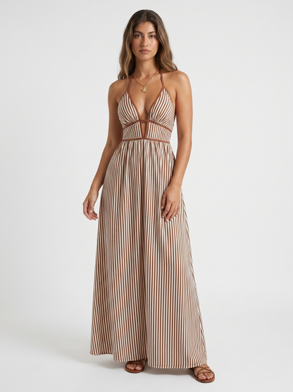 Fiorenza | Striped Halter Resort Maxi Dress