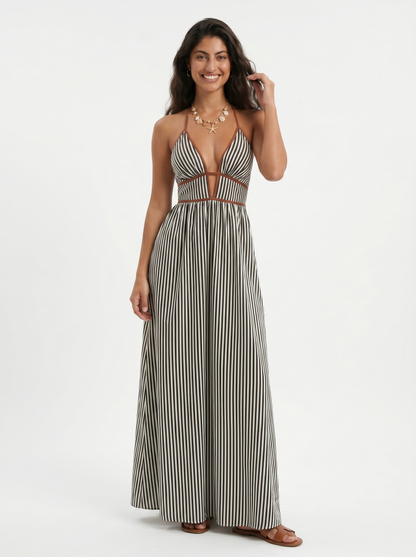 Fiorenza | Striped Halter Resort Maxi Dress