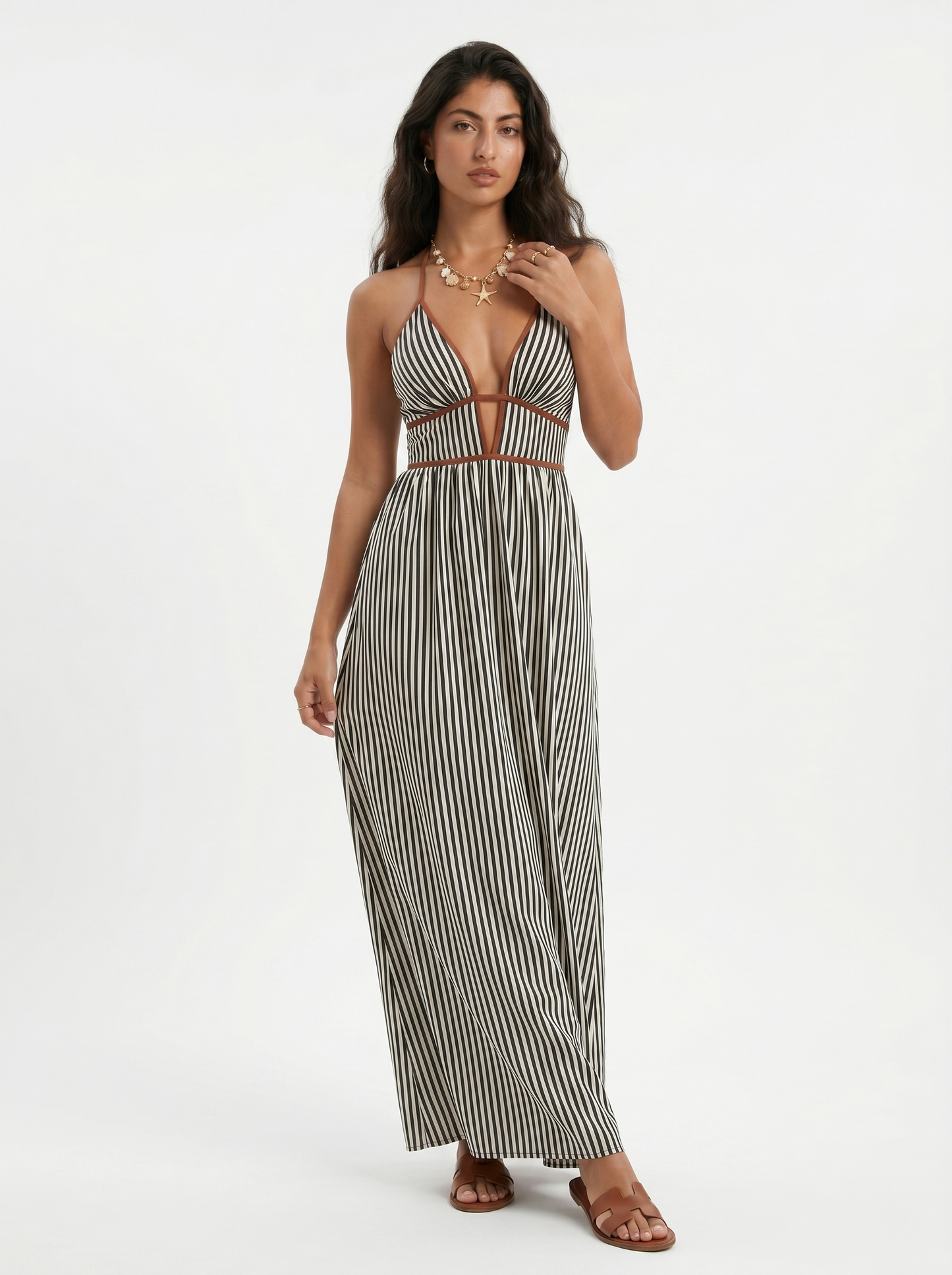 Fiorenza | Striped Halter Resort Maxi Dress