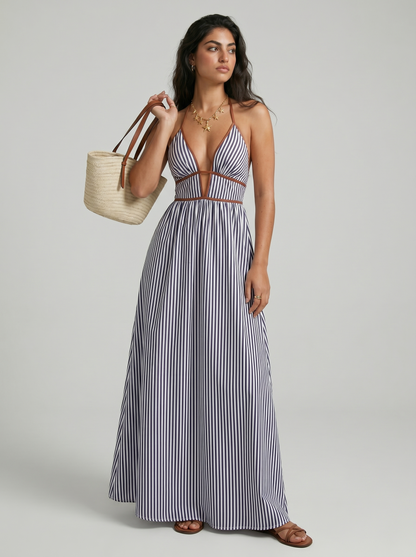 Fiorenza | Striped Halter Resort Maxi Dress