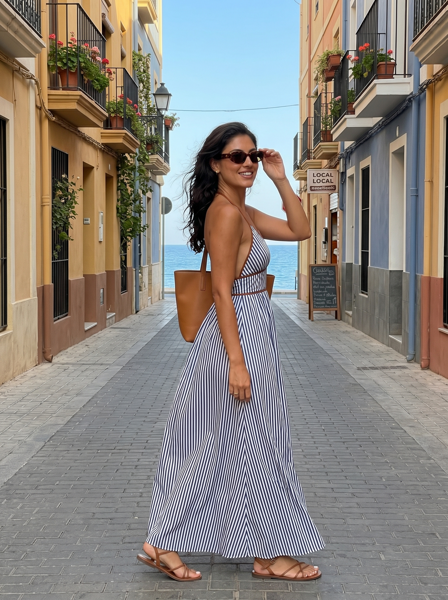 Fiorenza | Striped Halter Resort Maxi Dress