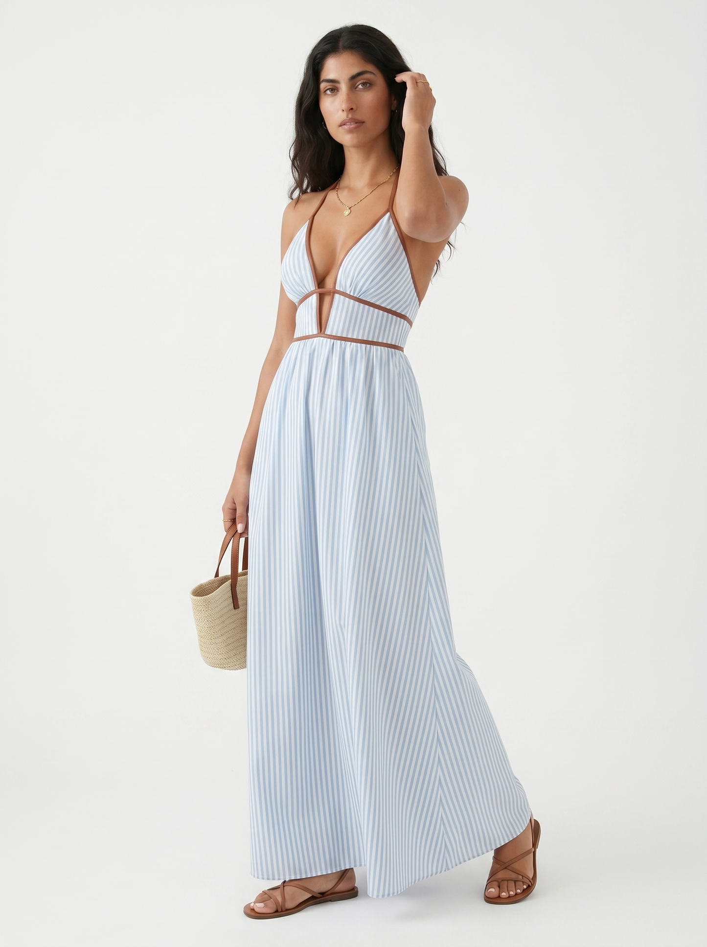 Fiorenza | Striped Halter Resort Maxi Dress