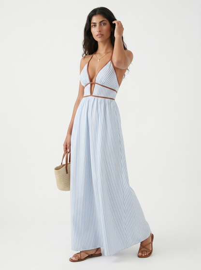 Fiorenza | Striped Halter Resort Maxi Dress