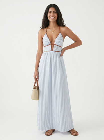 Fiorenza | Striped Halter Resort Maxi Dress