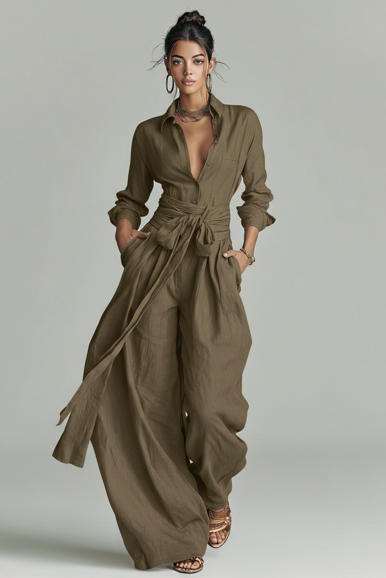 Natalie | Belted Wide Leg Jumpsuit