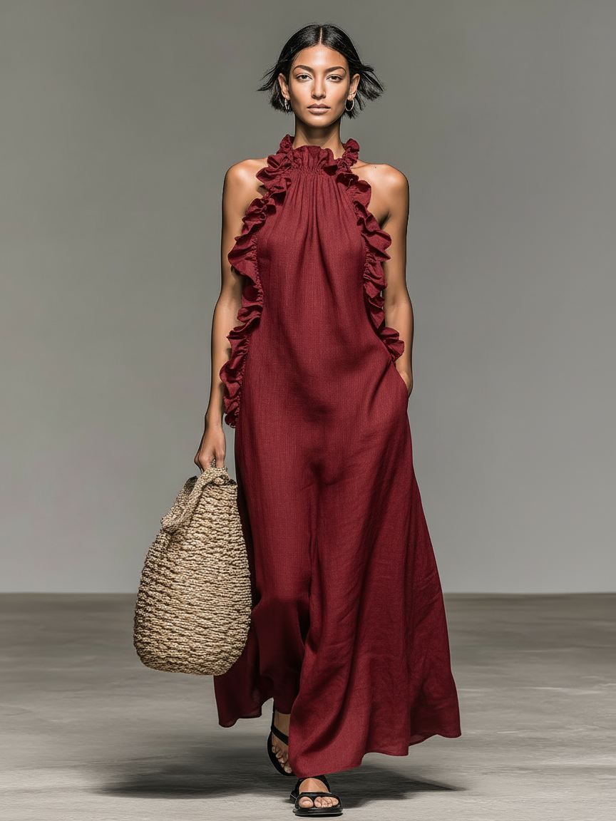 Halcyra | Flowing Sleeveless Evening Dress