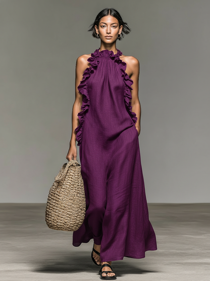 Halcyra | Flowing Sleeveless Evening Dress