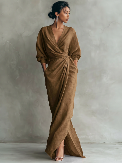 Ismira | Elegant Twist Waist Maxi Dress