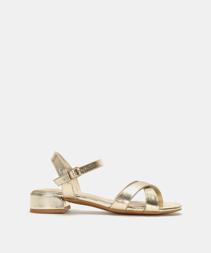 Adair | Metallic Cross Strap Low Heel Sandals