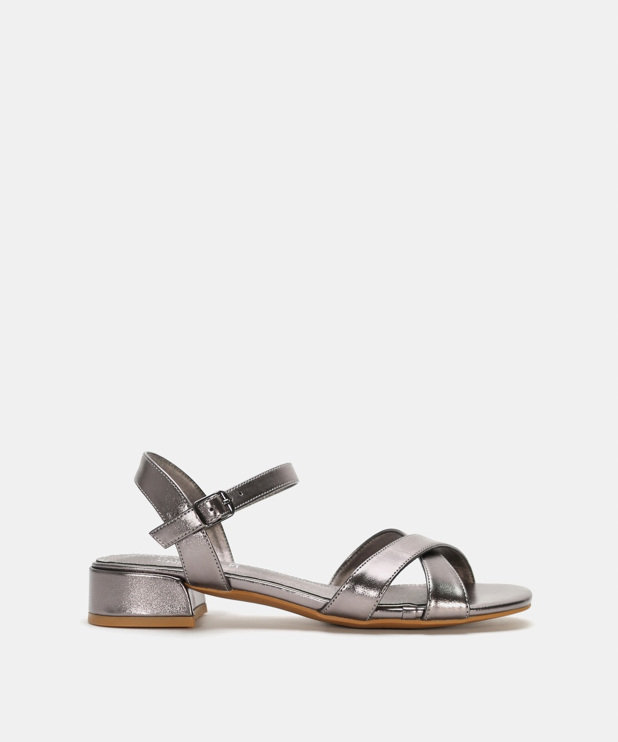 Adair | Metallic Cross Strap Low Heel Sandals