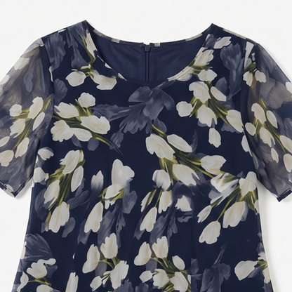 Cyrelle | Elegant Botanical Mesh Dress