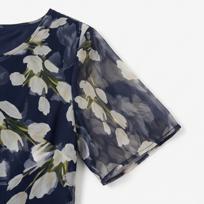 Cyrelle | Elegant Botanical Mesh Dress