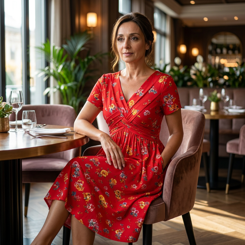 Senovia | Feminine Ruched Waist Midi Dress