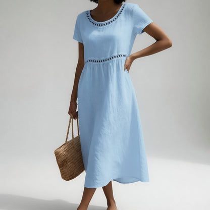 Linnea | Elegant Cutwork Detail Midi Dress