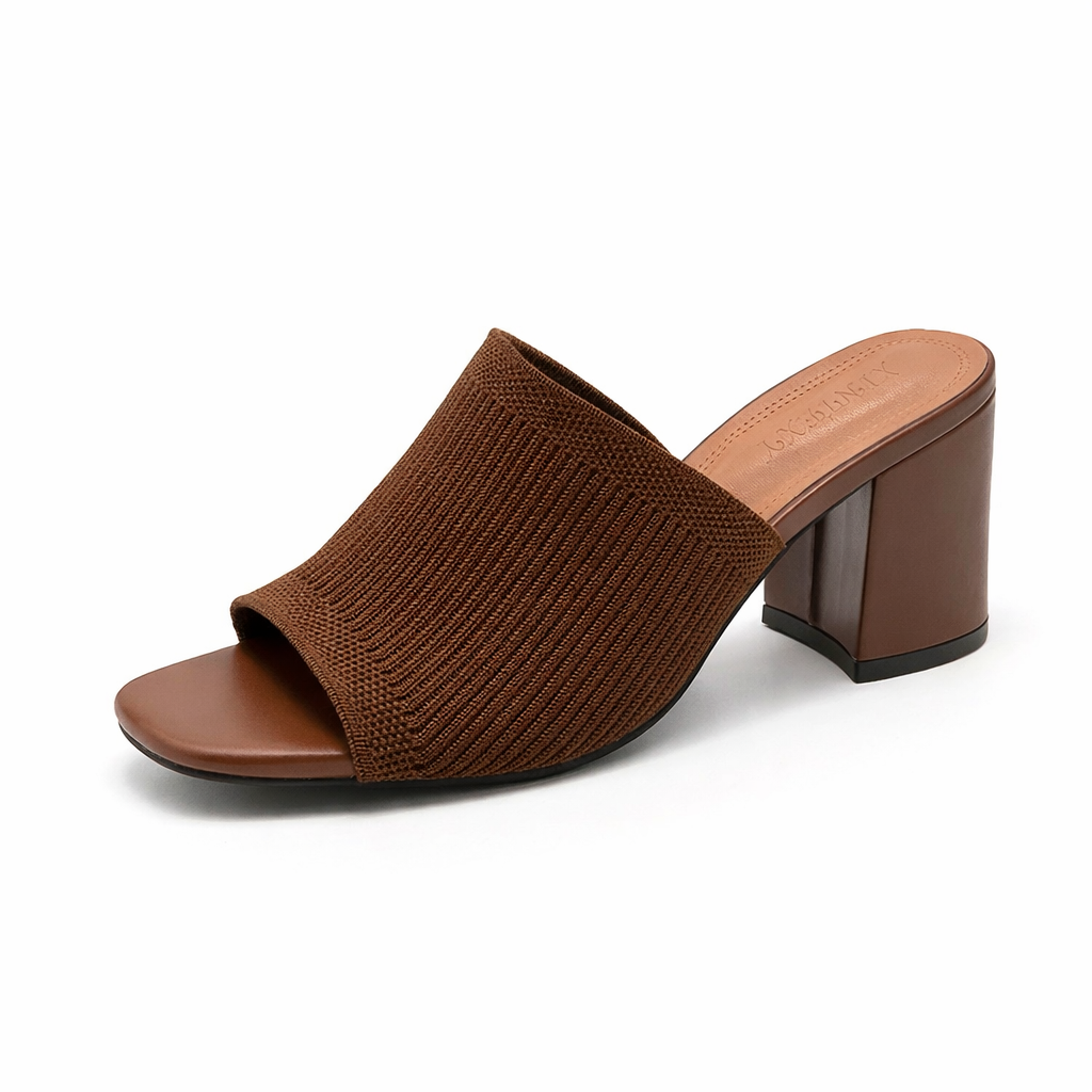 Solviera | Textured Block Heel Slide Sandals