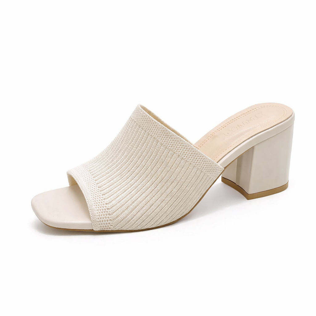 Solviera | Textured Block Heel Slide Sandals
