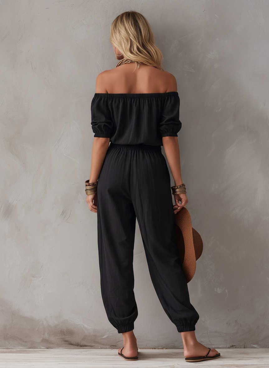 Evadne | Elastic Waist Utility Jumpsuit