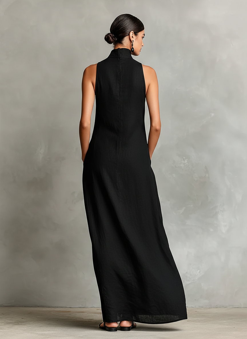 Calindra | Sophisticated High Neck Maxi Dress