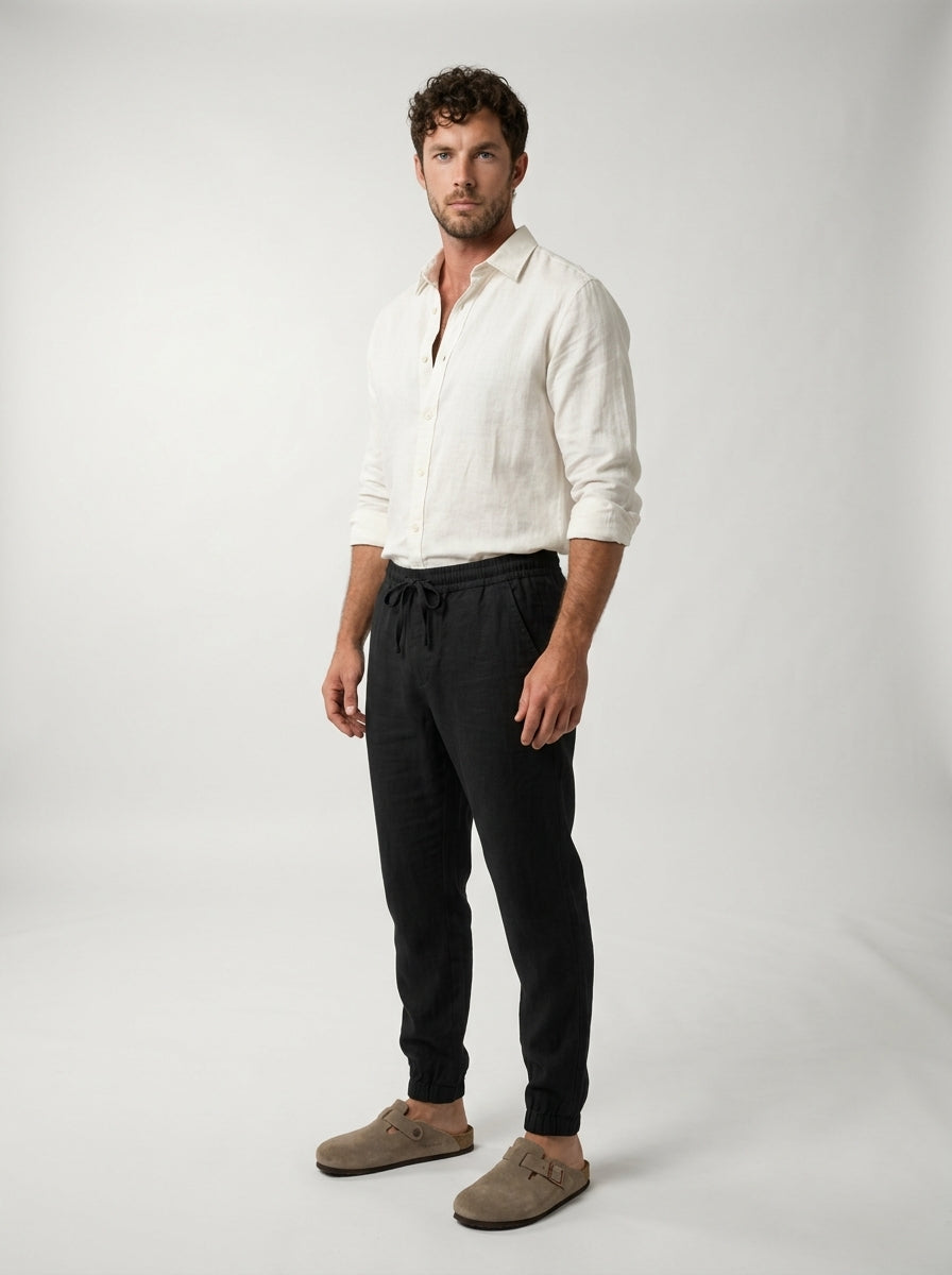 Fintan | Soft Touch Linen Look Joggers