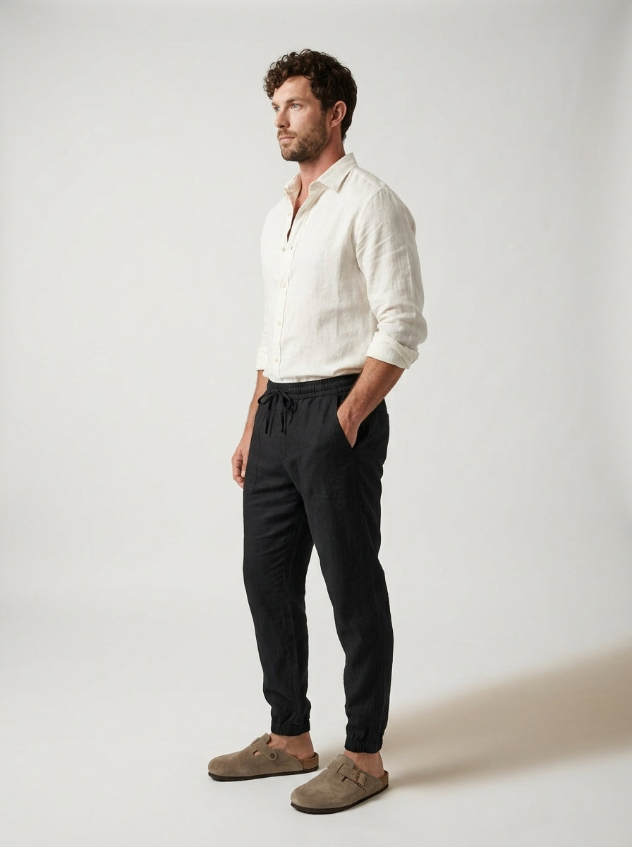 Fintan | Soft Touch Linen Look Joggers