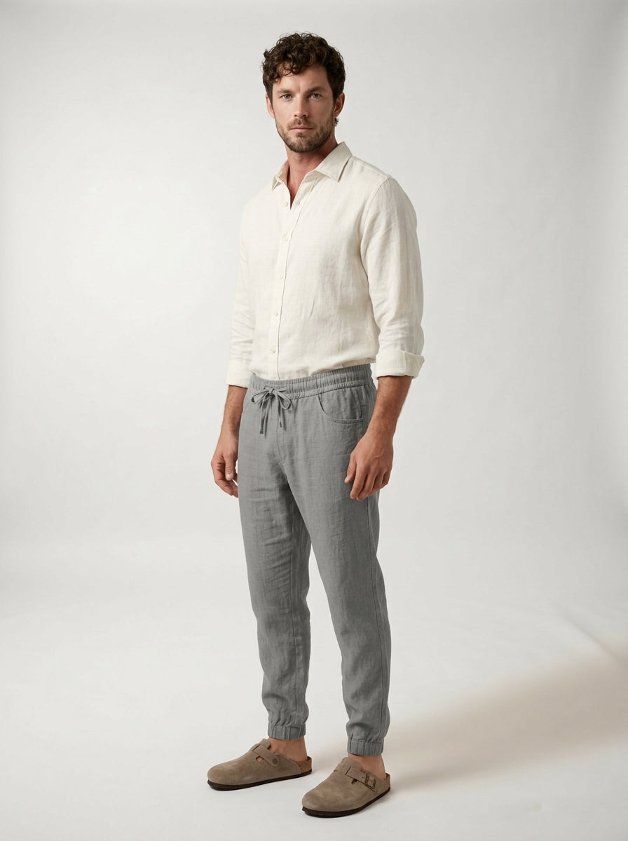 Fintan | Soft Touch Linen Look Joggers