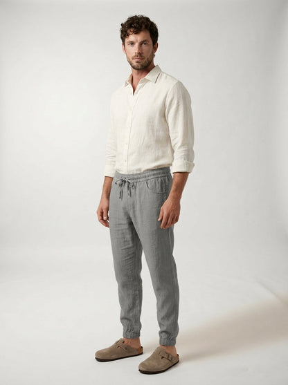 Fintan | Soft Touch Linen Look Joggers