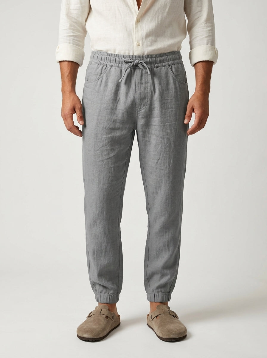 Fintan | Soft Touch Linen Look Joggers
